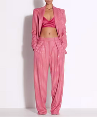 Pinstriped tailored blazer and high-waisted trousers - Suzzir