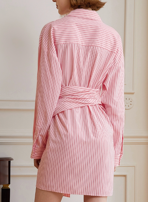 Striped wraparound shirt with button front - Lingu