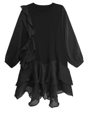 Ruffled asymmetrical dress with contrast sleeves - Nilku
