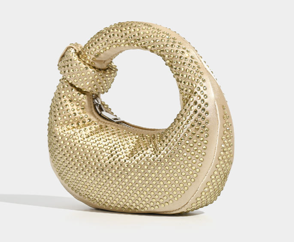 Rhinestone-embellished bag with bow handle - Nurfi
