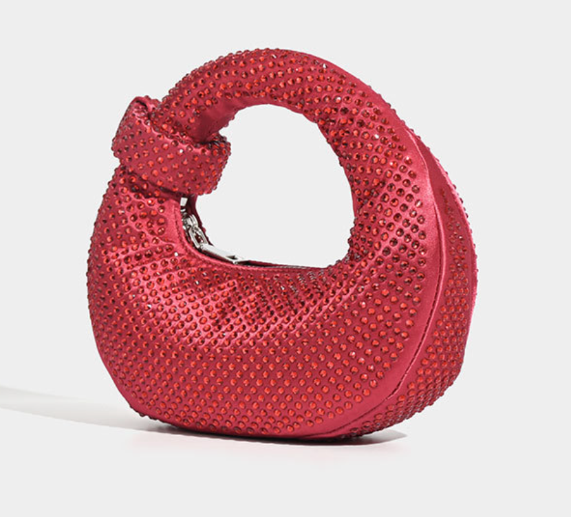 Rhinestone-embellished bag with bow handle - Nurfi