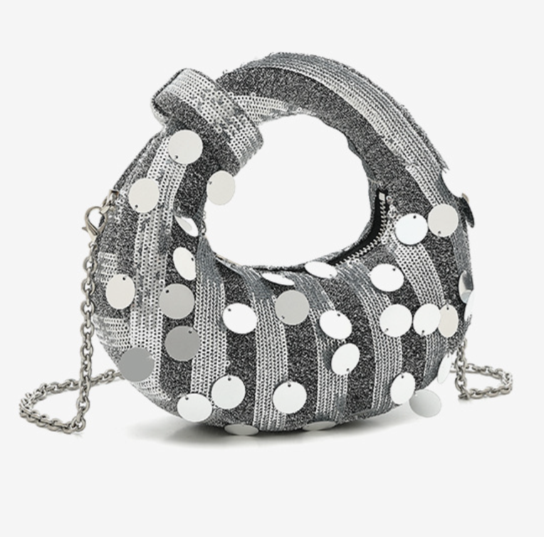 Sequin embellished handbag with chain strap - Sutri