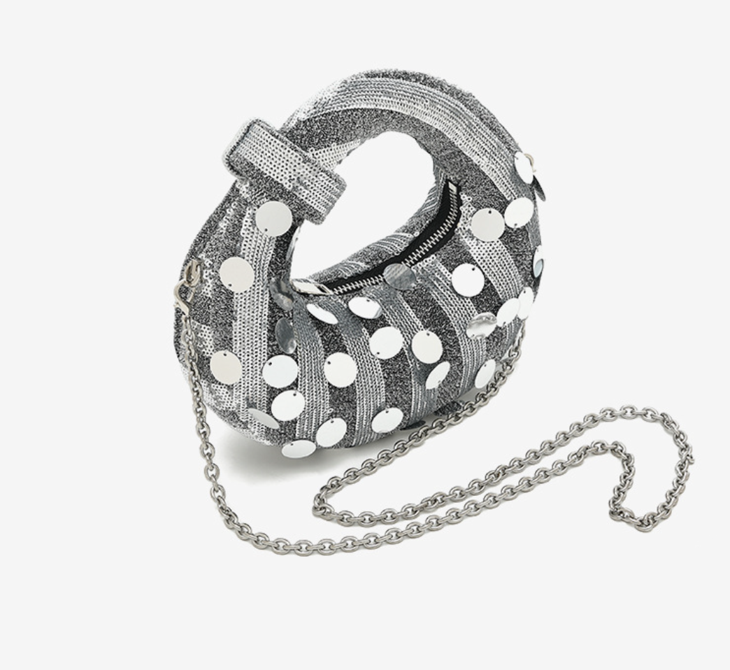 Sequin embellished handbag with chain strap - Sutri