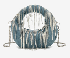 Fringe embellished handbag with chain strap - Linsu