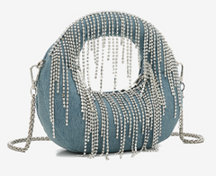 Fringe embellished handbag with chain strap - Linsu