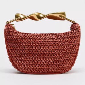Crocheted handbag with twisted gold handle - Wirtu