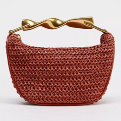 Crocheted handbag with twisted gold handle - Wirtu
