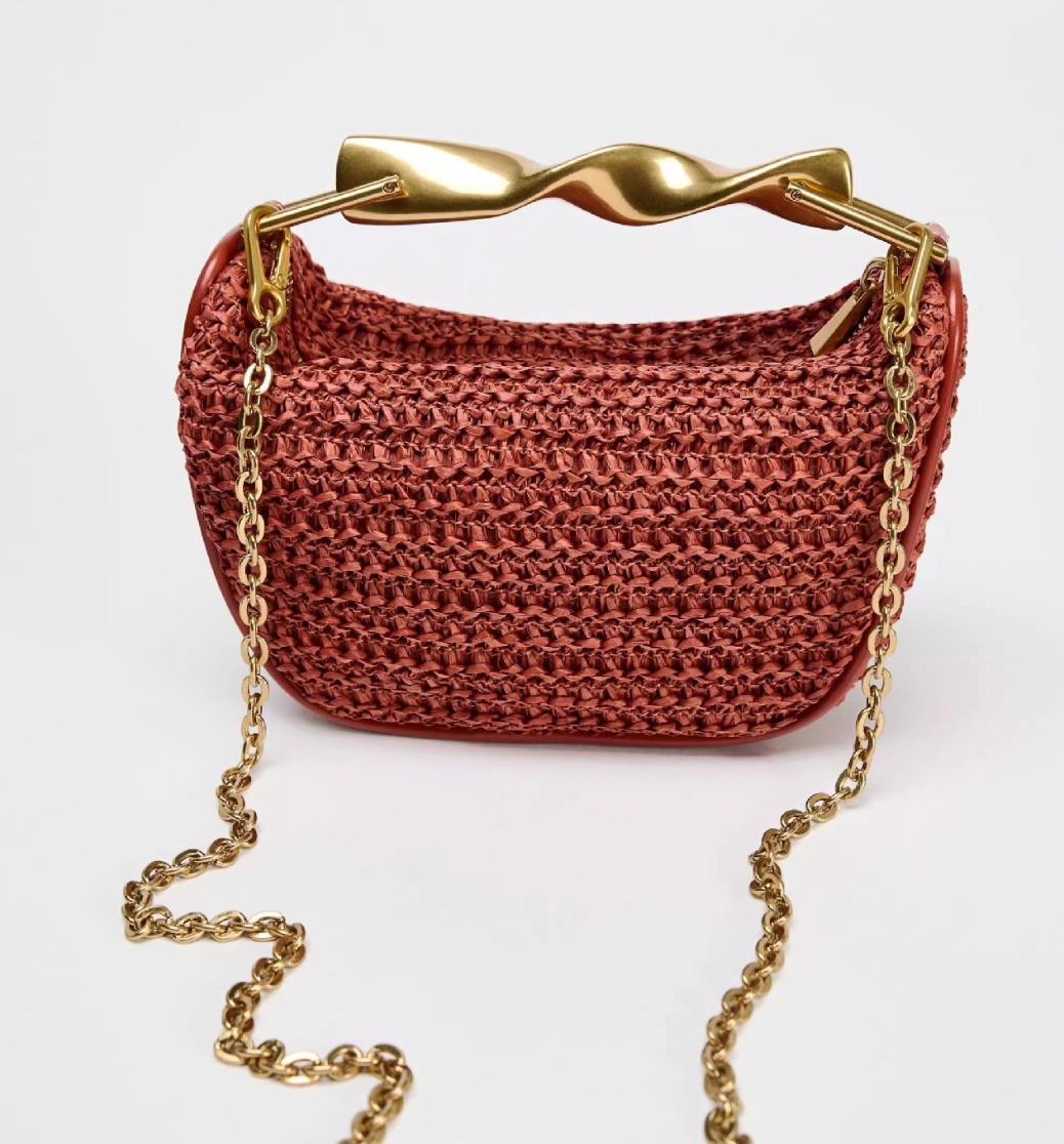 Crocheted handbag with twisted gold handle - Wirtu