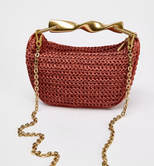 Crocheted handbag with twisted gold handle - Wirtu