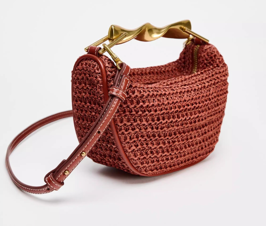Crocheted handbag with twisted gold handle - Wirtu