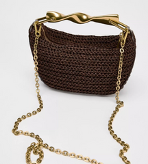 Crocheted handbag with twisted gold handle - Wirtu