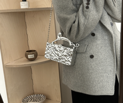 Metallic clutch bag with cat-shaped handle - Linmu