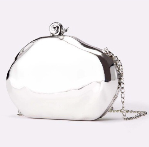 Sculpted oval clutch with metallic finish - Sulji