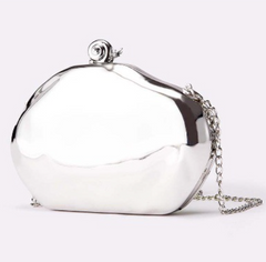 Sculpted oval clutch with metallic finish - Sulji