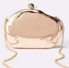 Sculpted oval clutch with metallic finish - Sulji