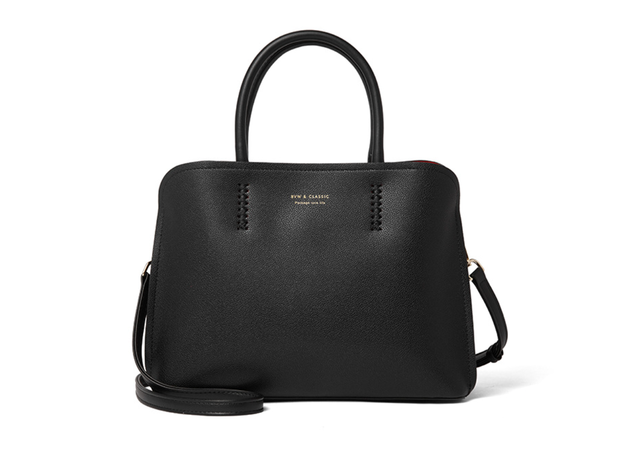 Structured leather handbag with double handles - Rusti