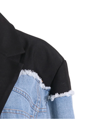 Oversized denim and black blazer with distressed sleeves - Nuldy