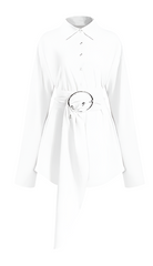 Long sleeve button-up shirt with asymmetrical belt - Anruly