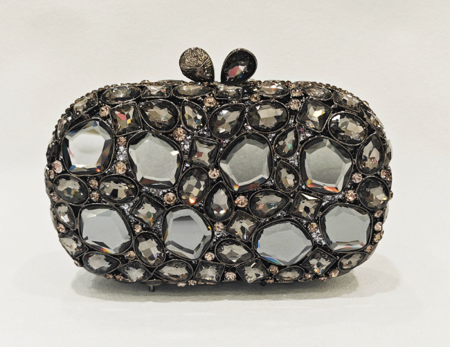Elegant embellished clutch with geometric crystal accents - Onry