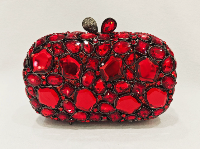 Elegant embellished clutch with geometric crystal accents - Onry