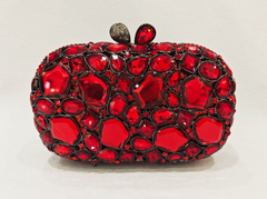 Elegant embellished clutch with geometric crystal accents - Onry