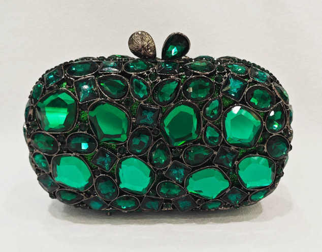 Elegant embellished clutch with geometric crystal accents - Onry