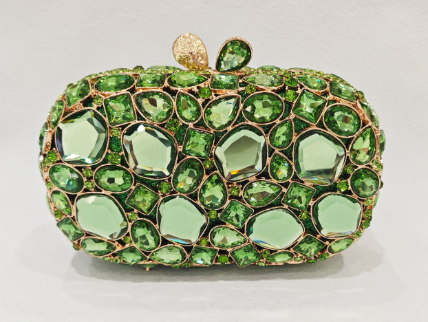 Elegant embellished clutch with geometric crystal accents - Onry