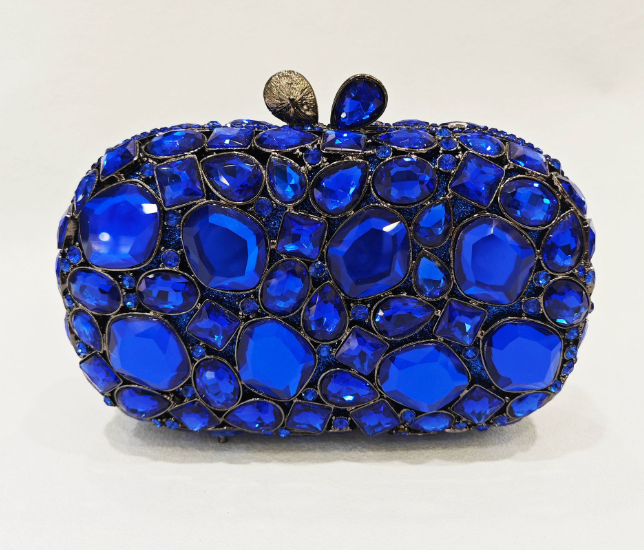 Elegant embellished clutch with geometric crystal accents - Onry