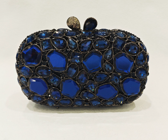 Elegant embellished clutch with geometric crystal accents - Onry