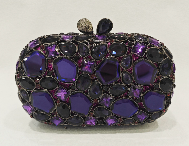 Elegant embellished clutch with geometric crystal accents - Onry