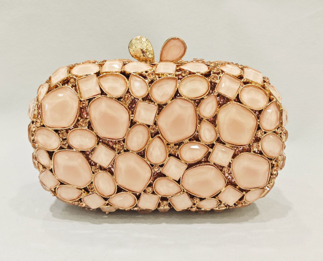 Elegant embellished clutch with geometric crystal accents - Onry