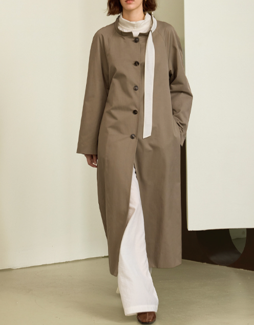 Longline buttoned coat with structured sleeves – Narwa