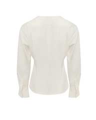 Long-sleeve fitted blouse with covered buttons - Meriu