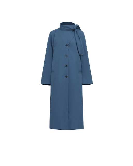 Asymmetric buttoned trench coat with scarf collar - Vurwi