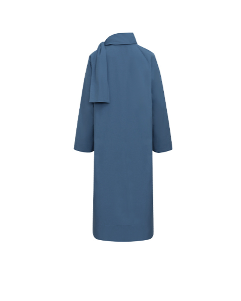 Asymmetric buttoned trench coat with scarf collar - Vurwi