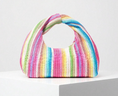 Striped woven handbag with knotted handle - Burti