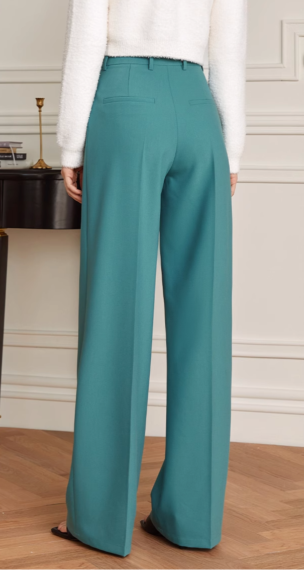 High-waisted wide-leg pants with front pleats – Verba