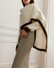 Asymmetric draped sweater with contrast cuffs – Etrila