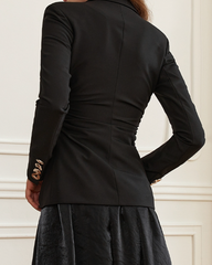 Tailored blazer with ruched waist and gold buttons – Munda