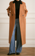 Long tailored coat with contrast collar – Dudri