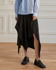 Asymmetric high-waist skirt with cascading ruffles - Nujra