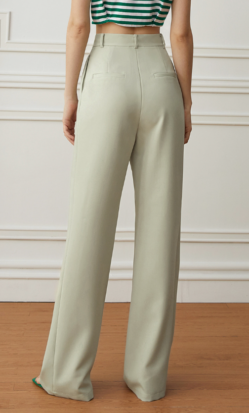 High-waisted tailored pants with front pleats - Nudvi