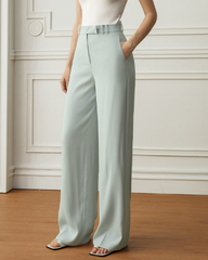 High-waisted tailored pants with belt loops - Nudfi
