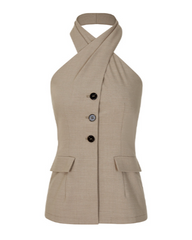 Halter neck tailored shirt with flap pockets - Sanri