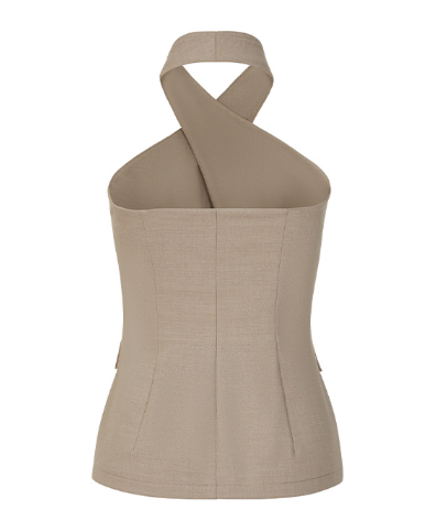 Halter neck tailored shirt with flap pockets - Sanri