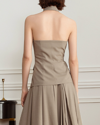 Halter neck tailored shirt with flap pockets - Sanri