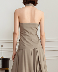 Halter neck tailored shirt with flap pockets - Sanri