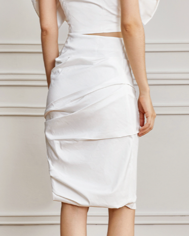 High-waisted mini skirt with layered drape - Vartu