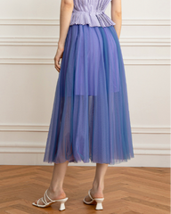 Sheer tulle maxi skirt with satin waistband – Afty