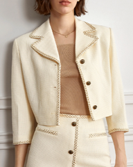 Cropped jacket with braided lapel trim - Lerdi